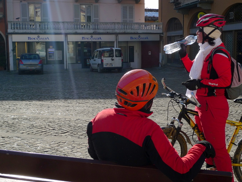 Cyclists in red