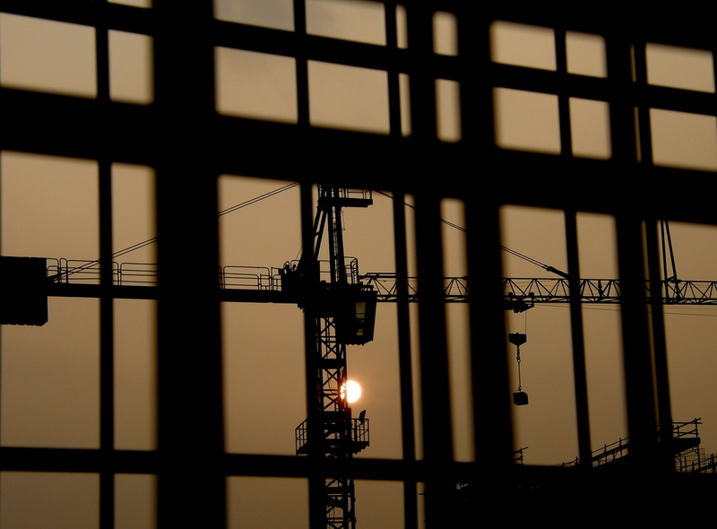 Sunset behind the crane