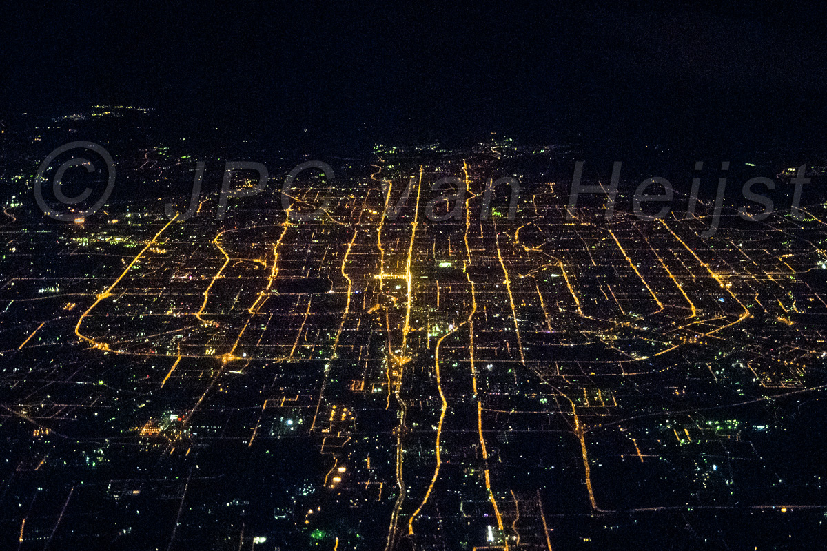 Beijing at night, from 11km altitude