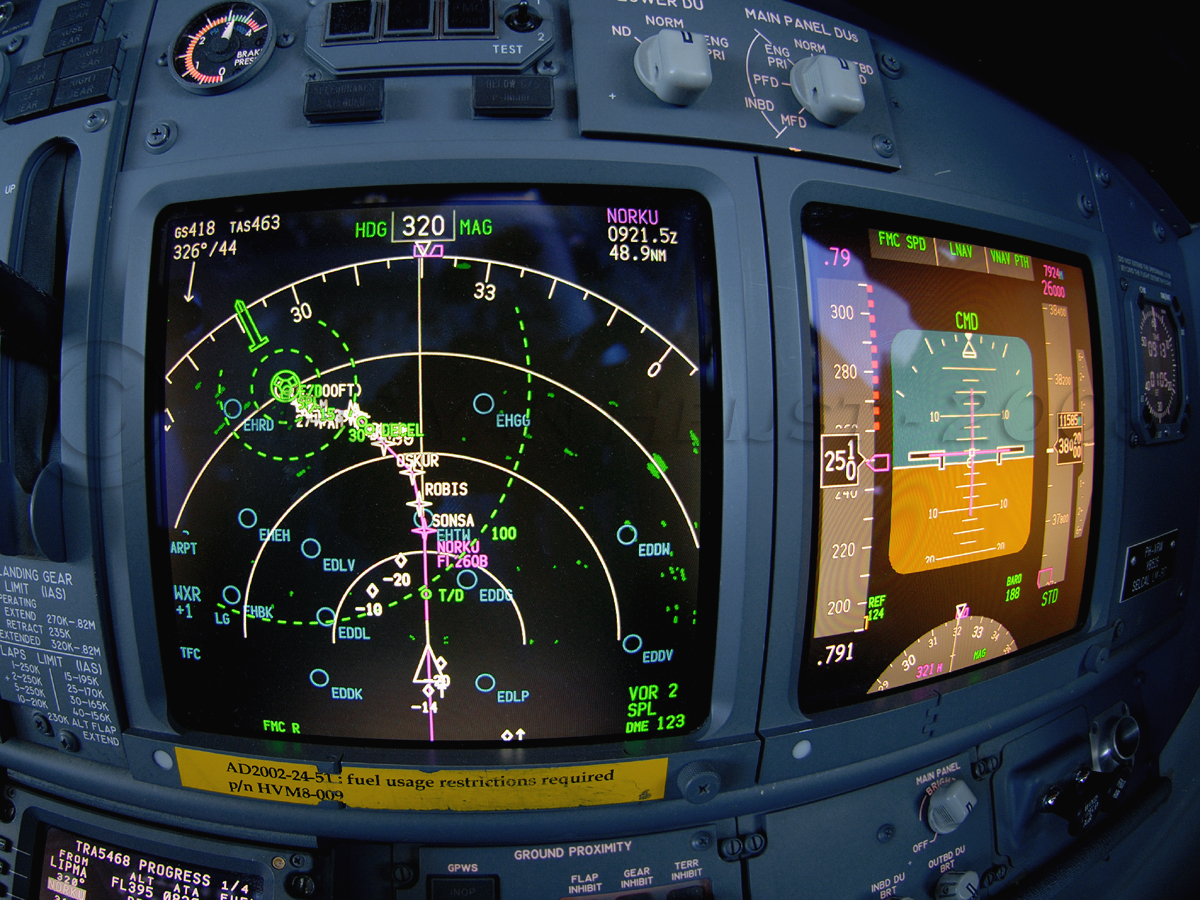 Navigation Display, approaching Amsterdam