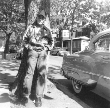 Richard at age 13 in front of his apartment house at 410 Westminster Road in Brooklyn (1955)