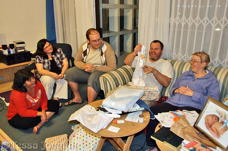 Opening Debbies gifts for Carl
