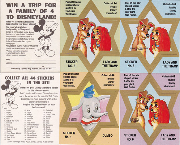 WANTED Magical World of Disney star shape stickers