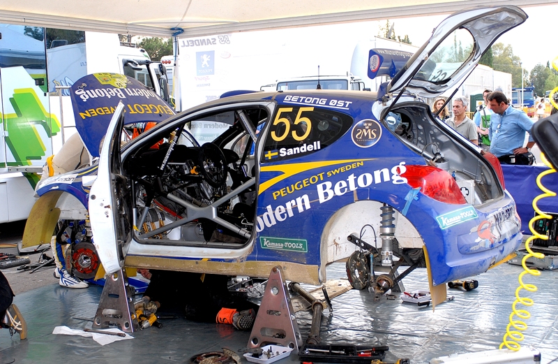 In the service park.