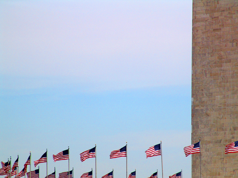 Flags around Washington Memorial, Washington, D.C.