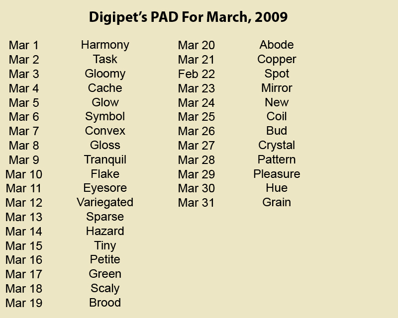 March 2009 PAD Subjects