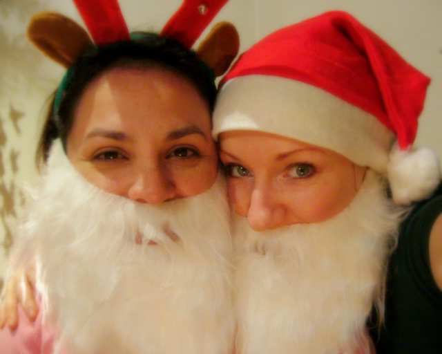 santa and bearded reindeer