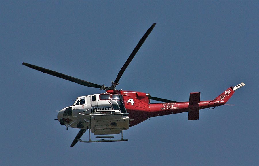 Fire helicopter checking out scene of recent fire