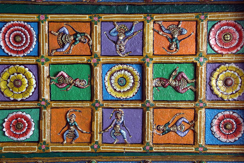 Decorated Ceiling Meenakshi Temple