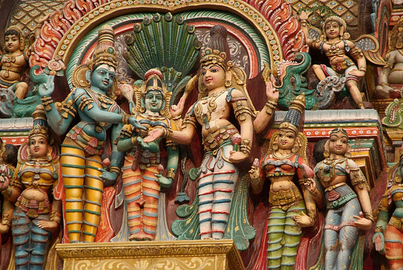Detail on Gopuram Meenakshi Temple