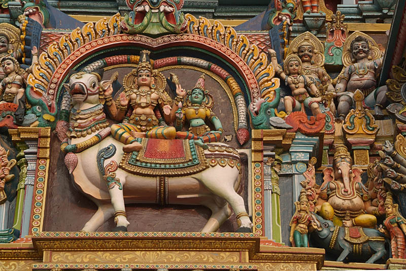 Detail on Gopuram Meenakshi Temple 10