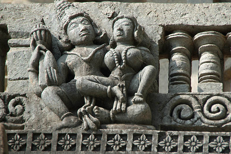 Carved Stone Cavorting Couple Belur