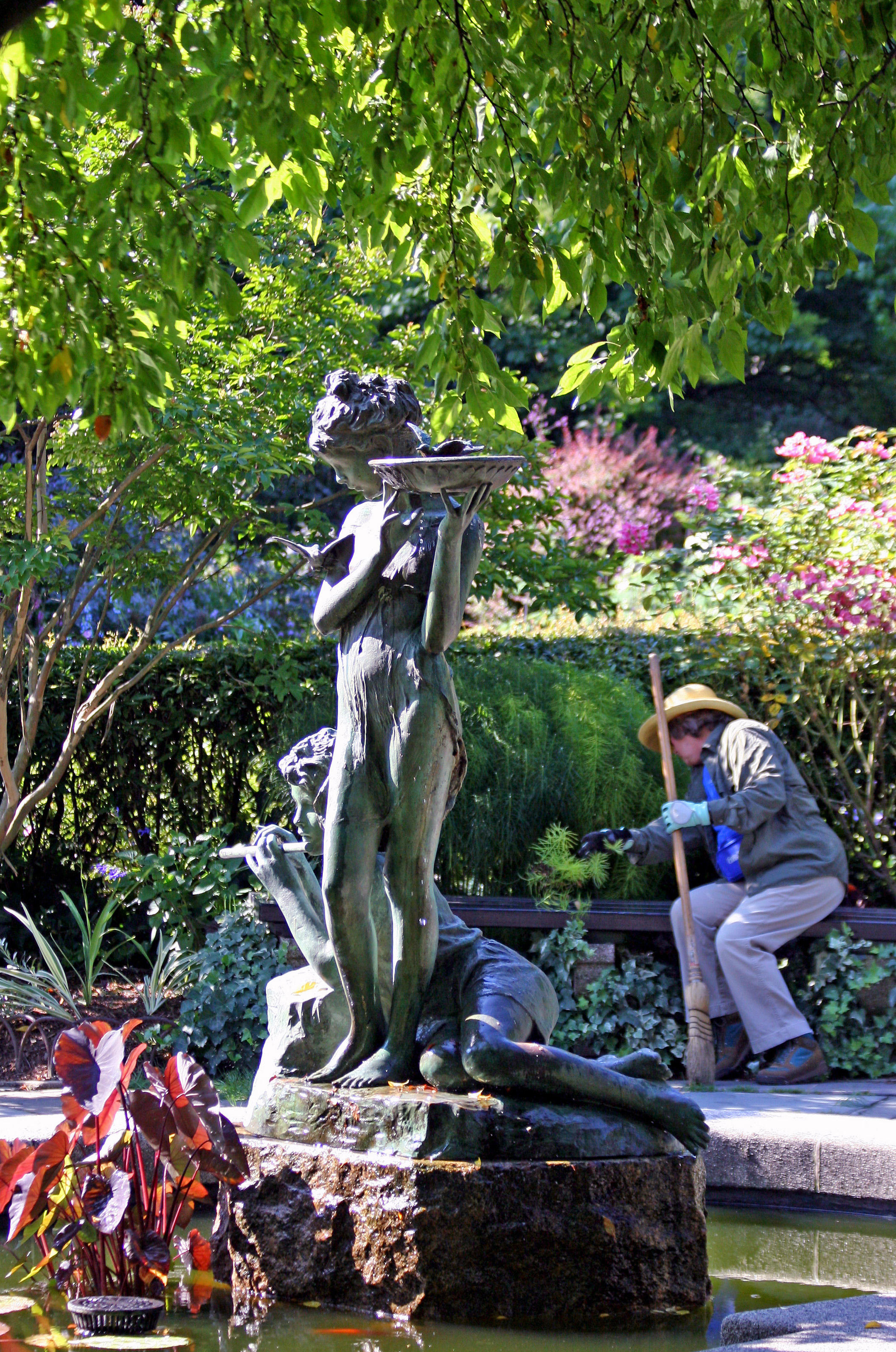 Secret Garden Memorial Statue & Bird Bath