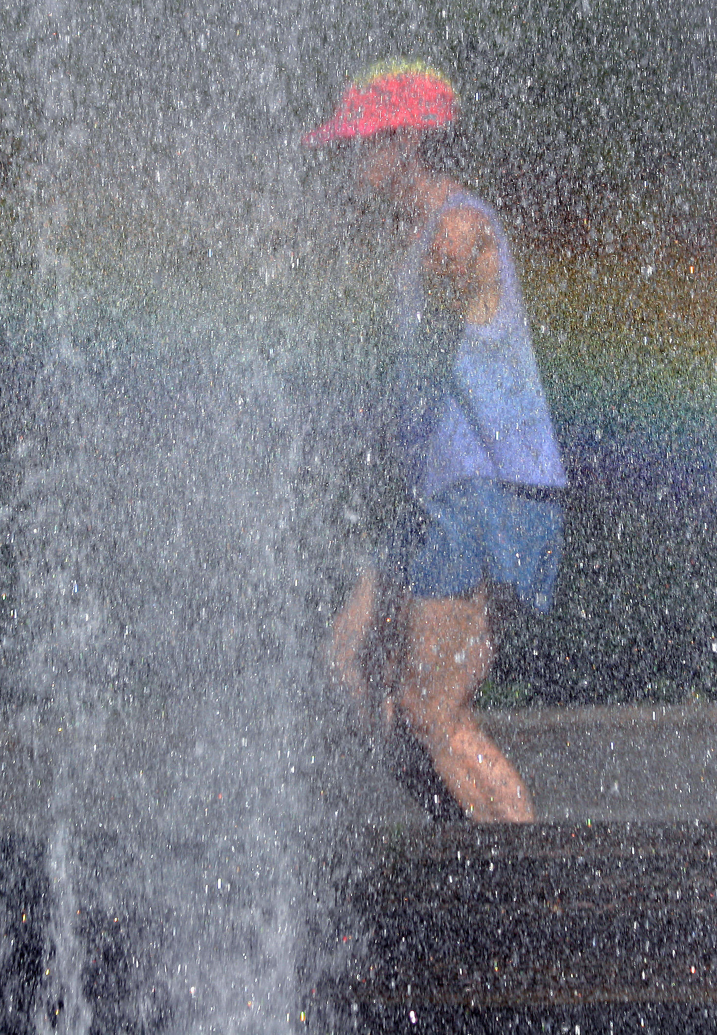 Jogging Past the Fountain