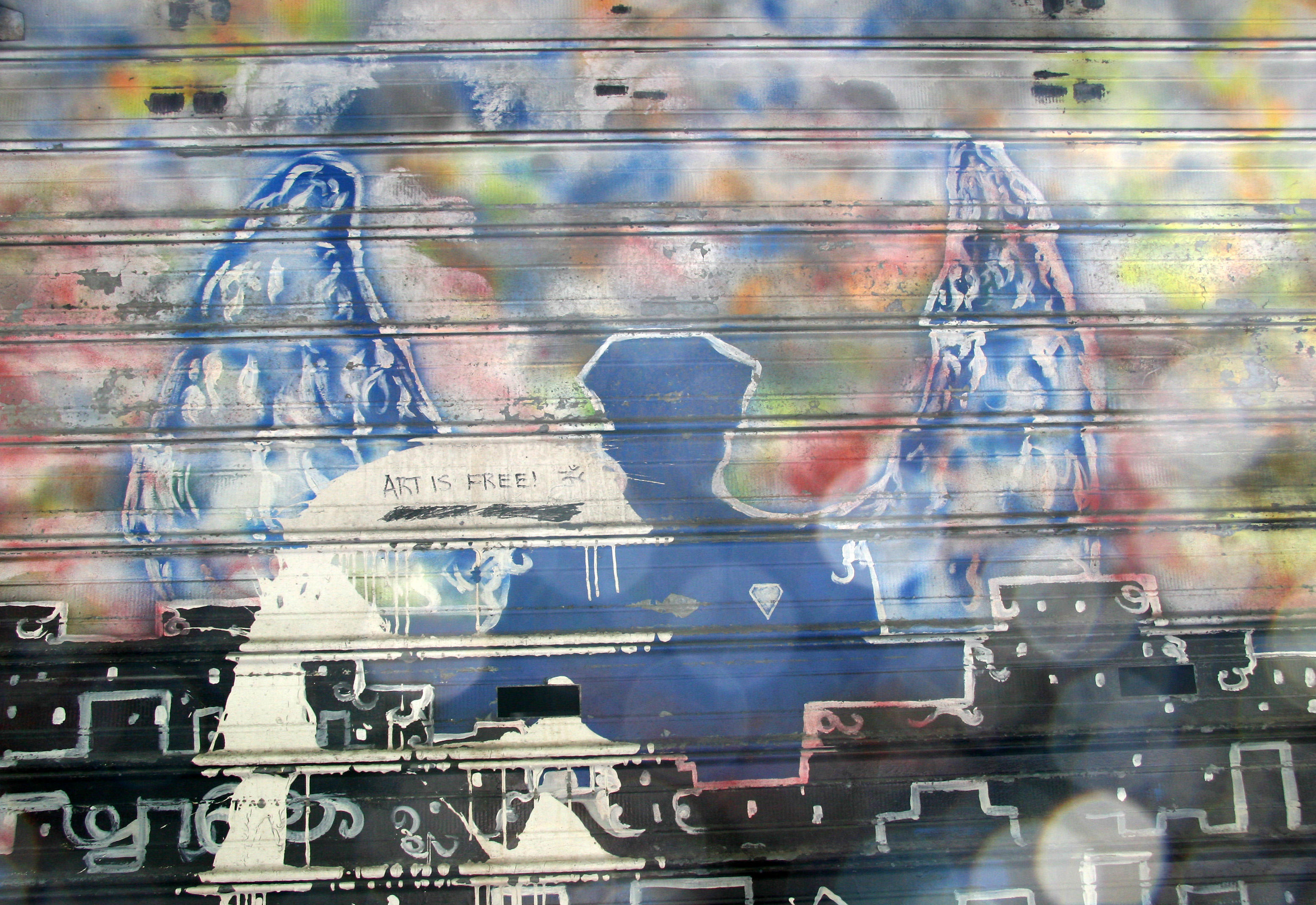 911 Mural on a Shop Window Metal Blind