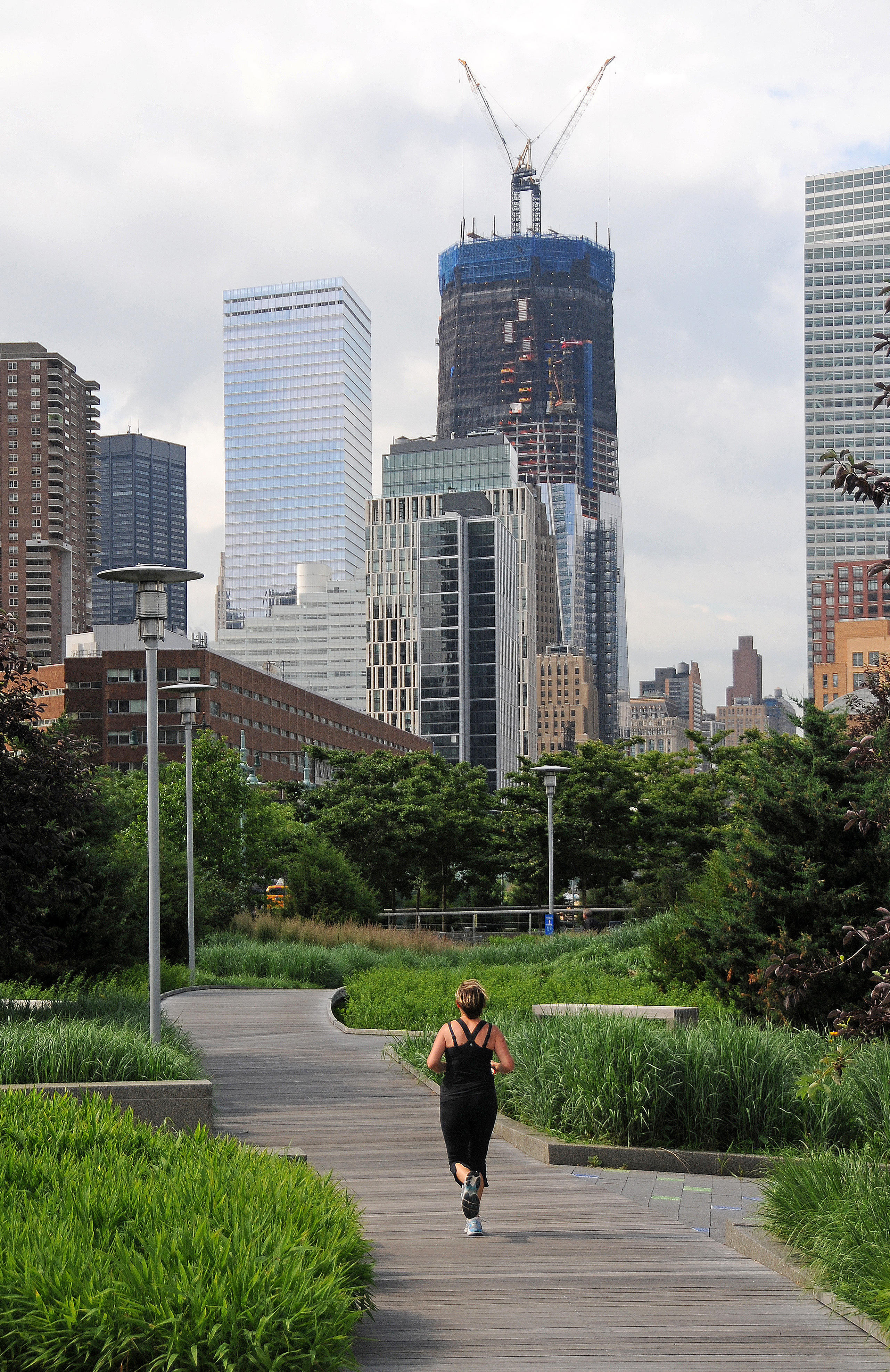 Jogging Toward New World Trade Center Under Construction