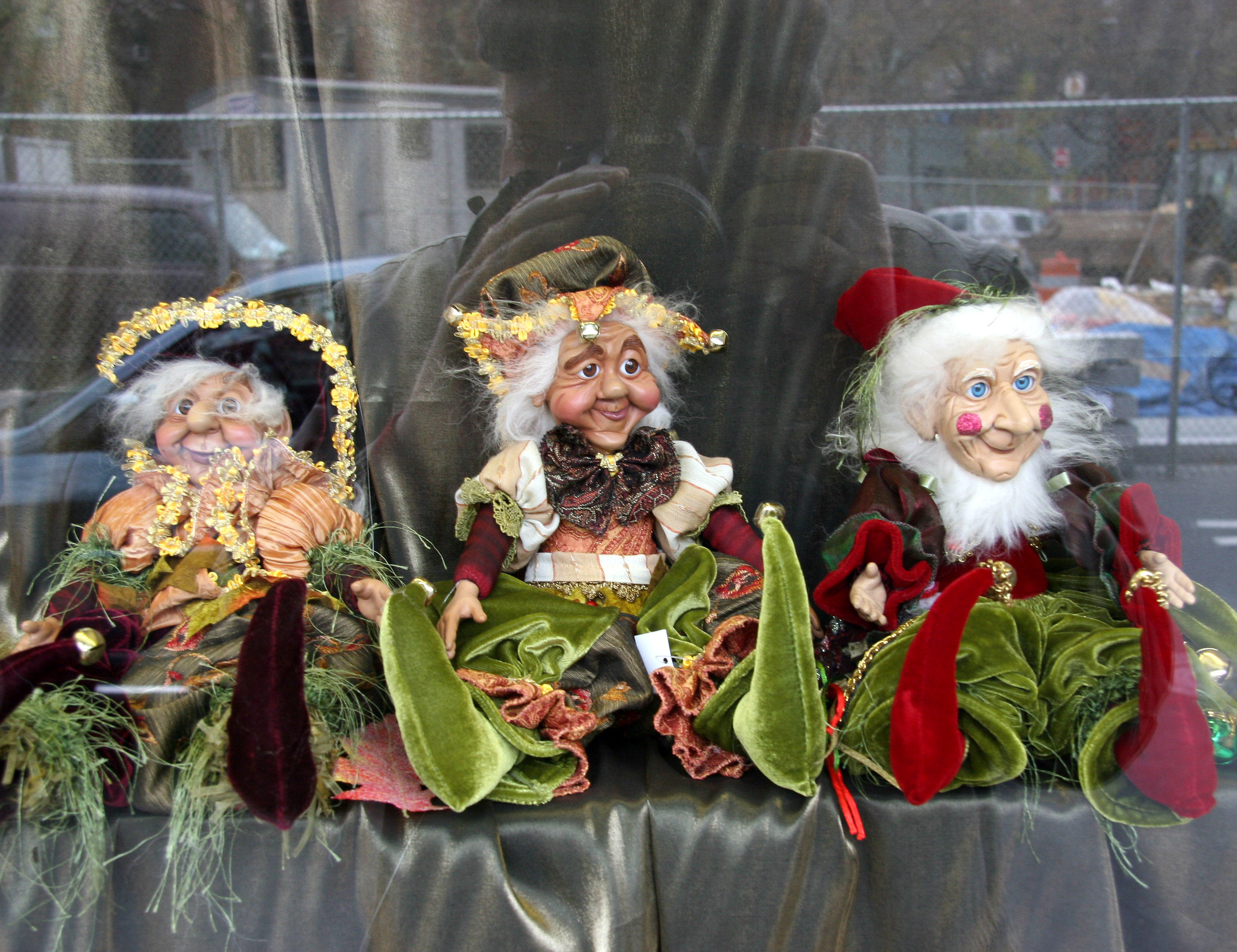 Elves in Avignon Pharmacy Window at Father Demo Square