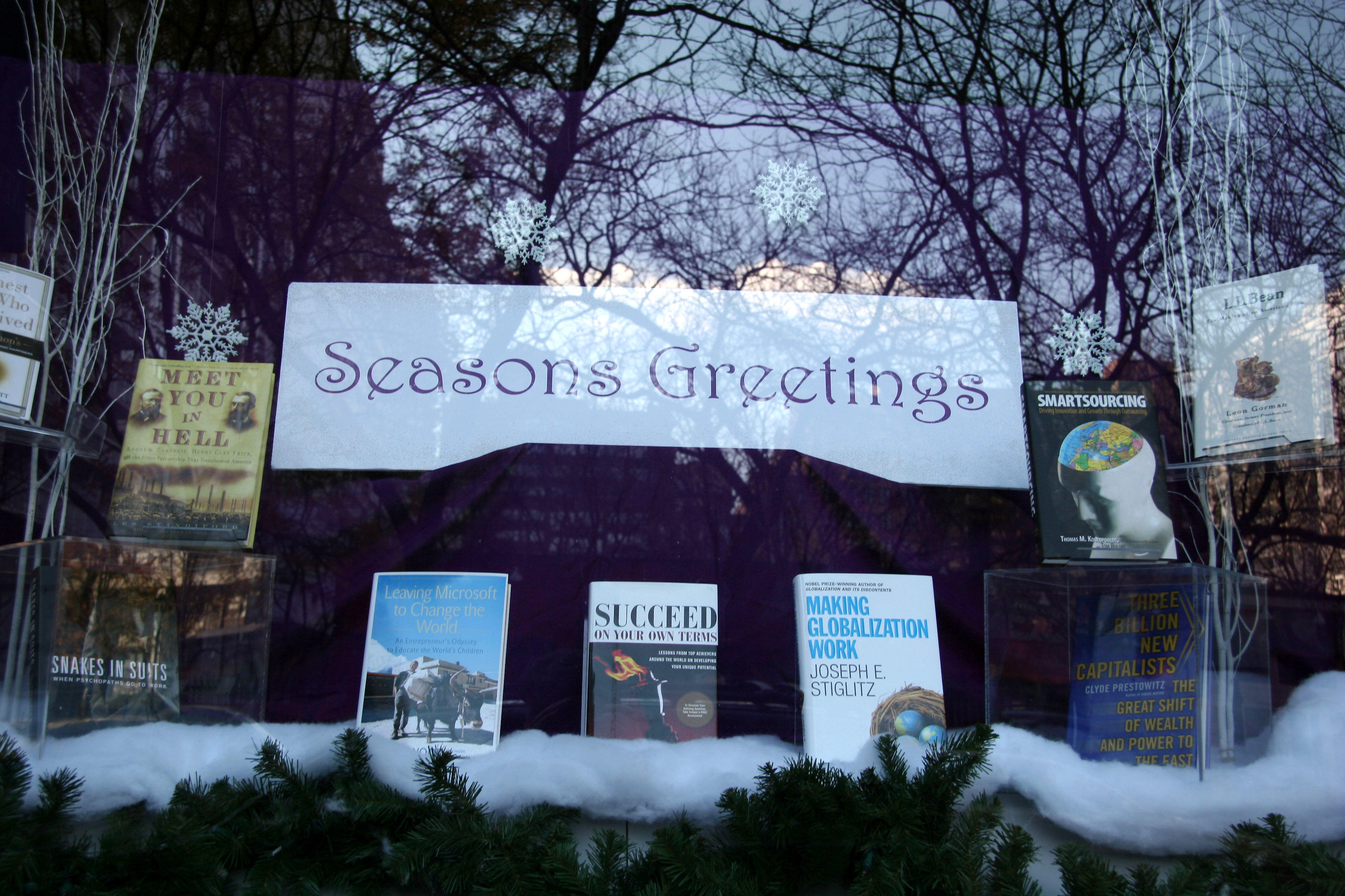 NYU Professional Bookstore Window - Seasons Greetings