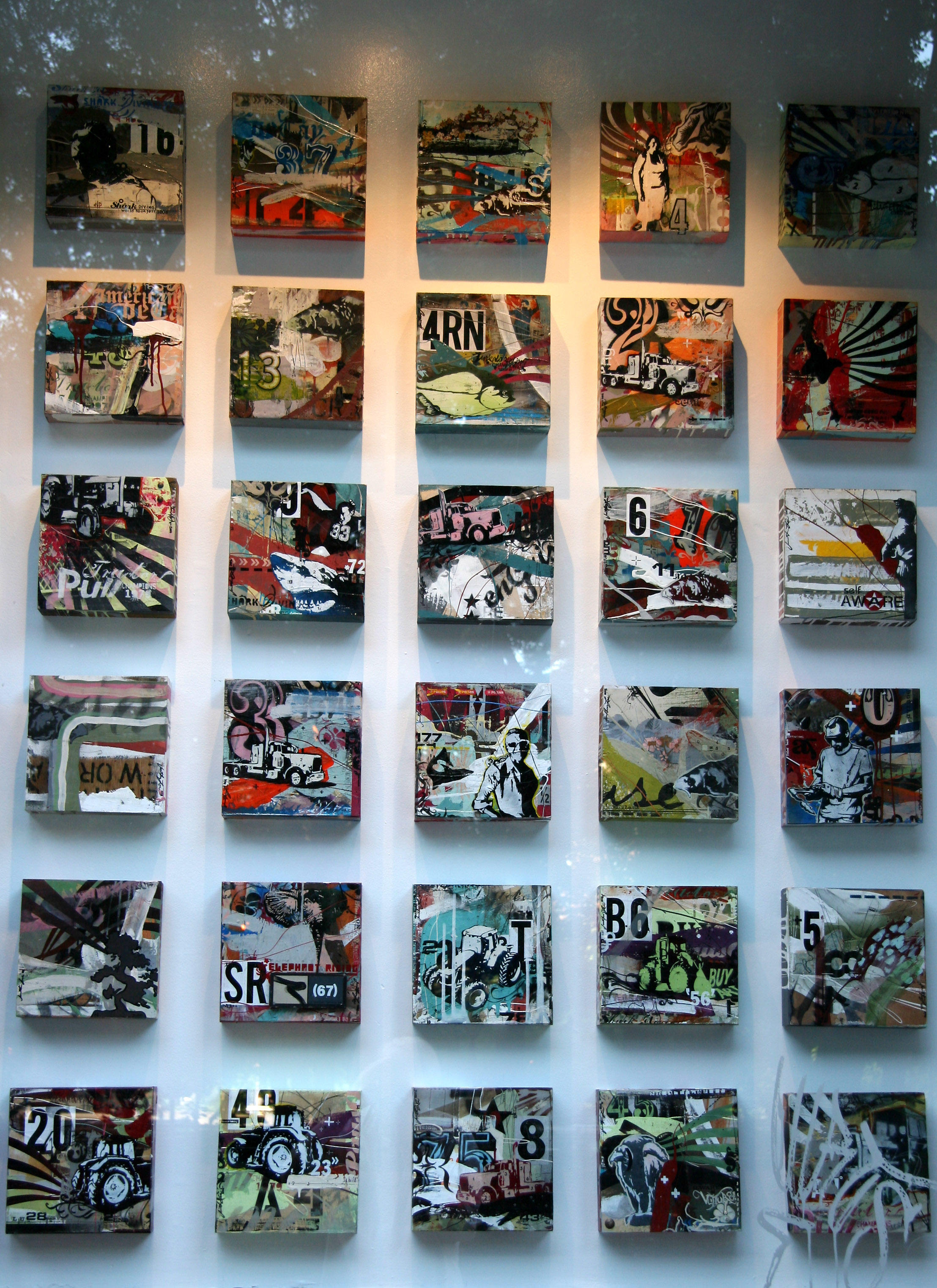 Painting Boxes - NYU Gallery Window with Park Reflection