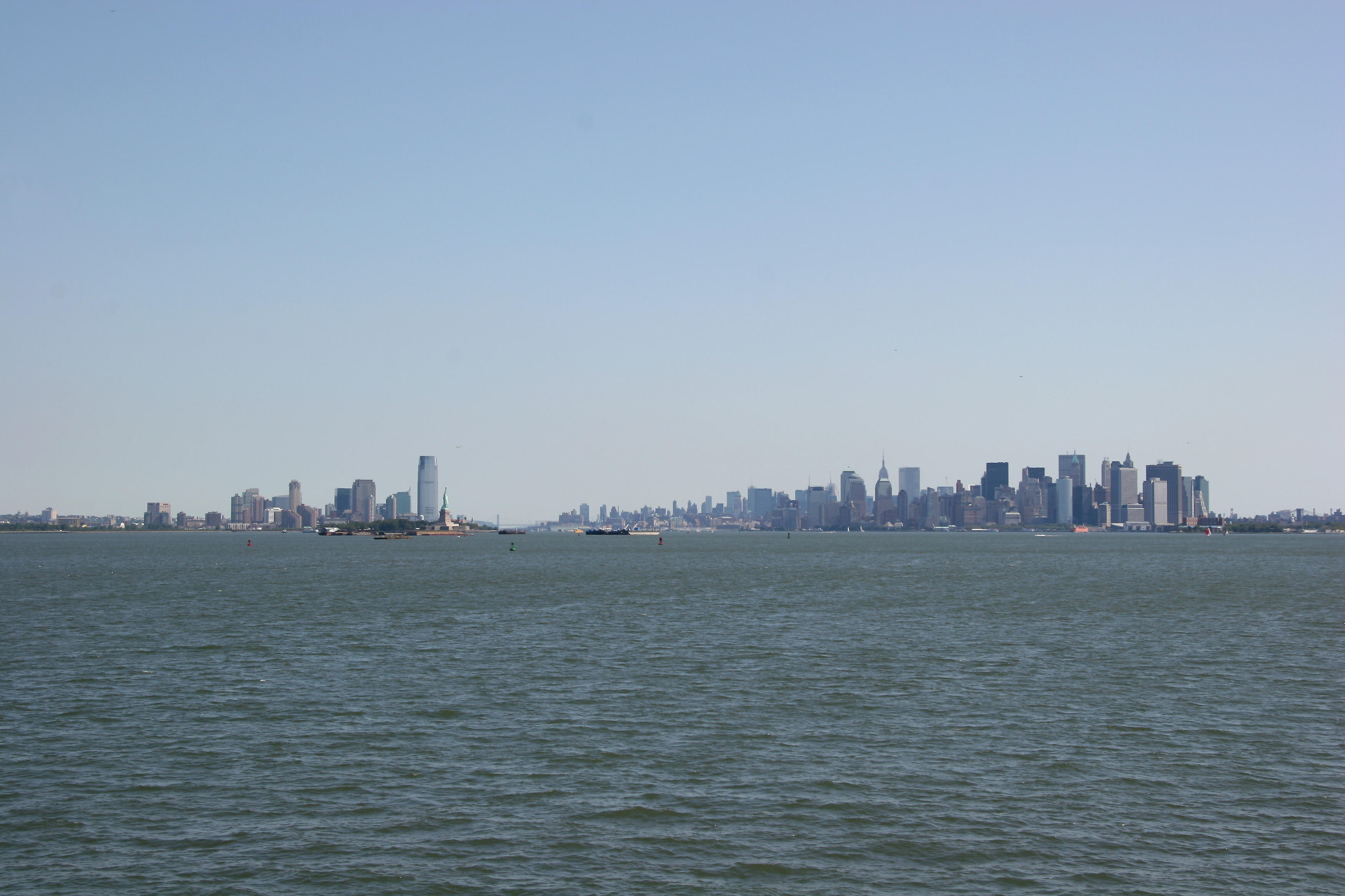 Manhattan & Jersey City Skyline from Staten Island with Hudson & East River Perspective