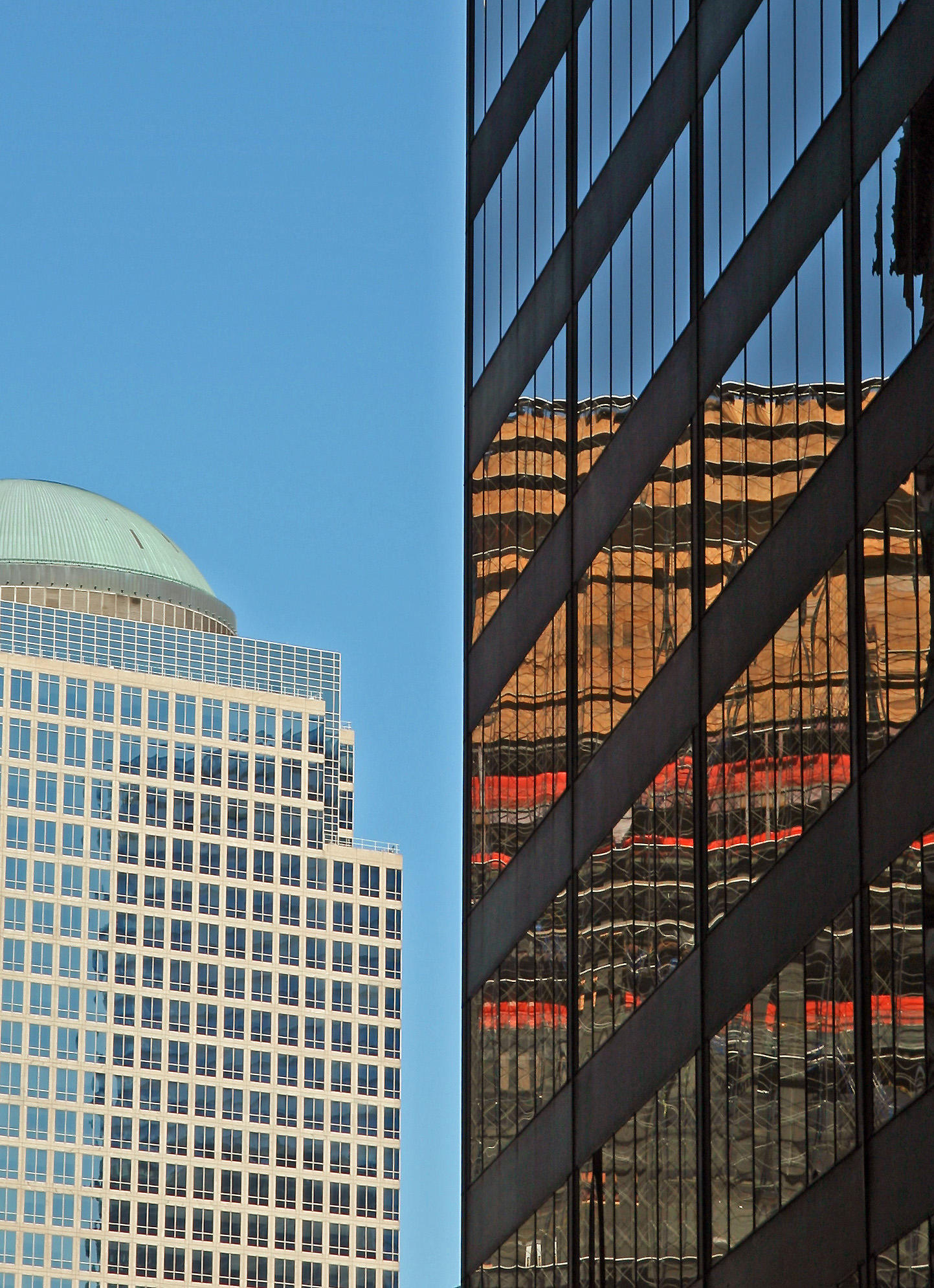 2 World Financial Center & Deutches Bank Demolition at Ground Zero Reflection