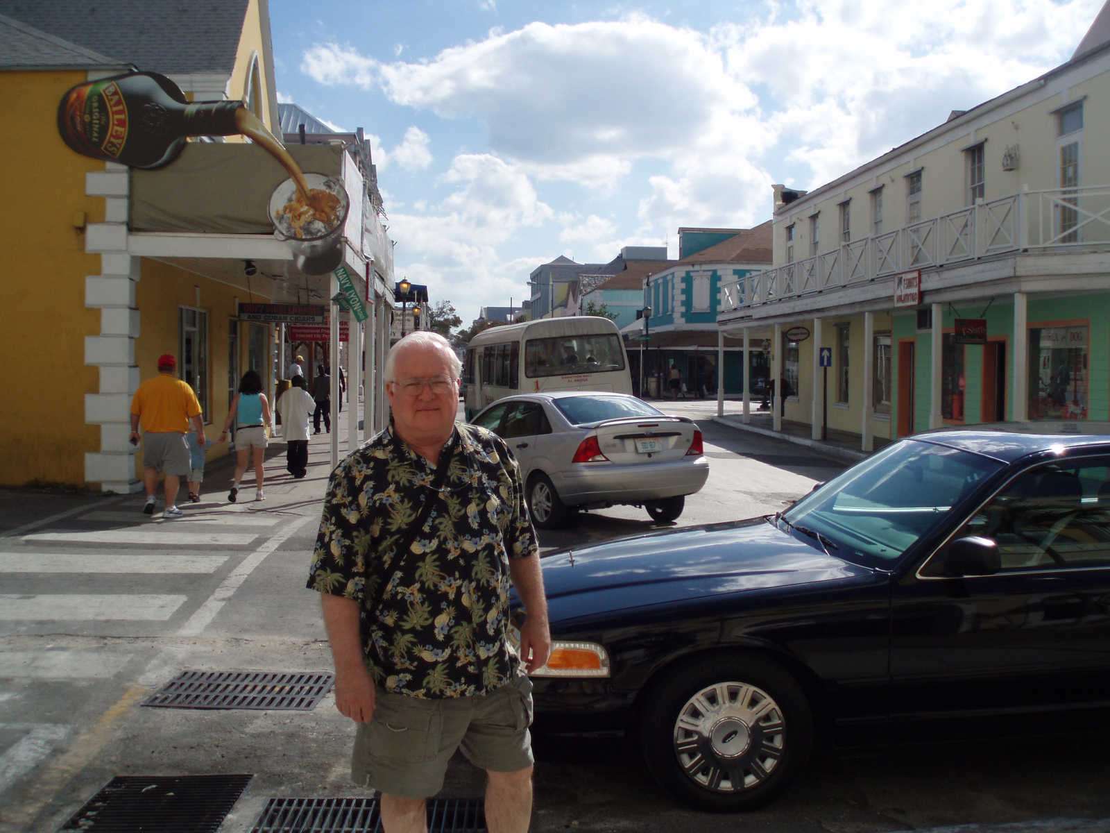 Cris in downtown Nassau near the Straw Market.