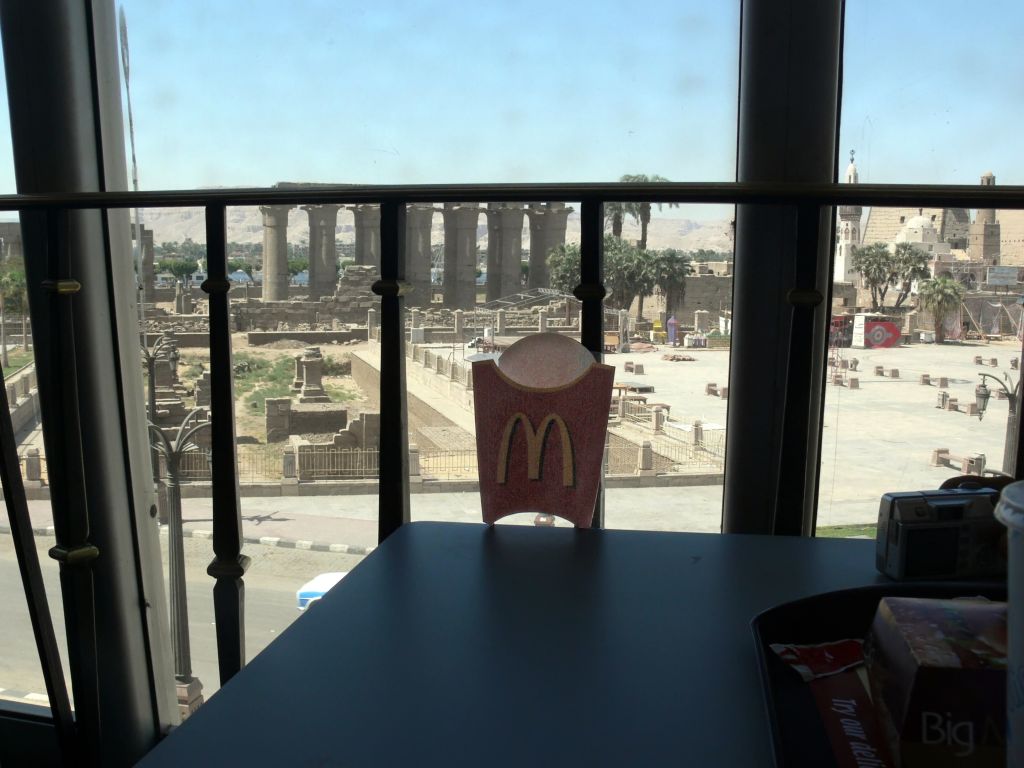 The Temple of Luxor as seen from the perspective of a MacDonalds french fries box