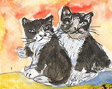 ACEO Two Raggy Kittins