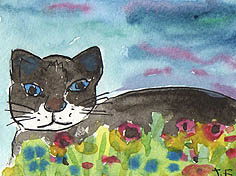 ACEO Cat In The Grass