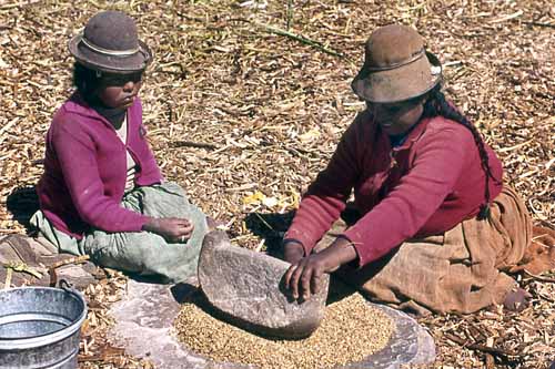 Grinding Grain, Puna, Peru