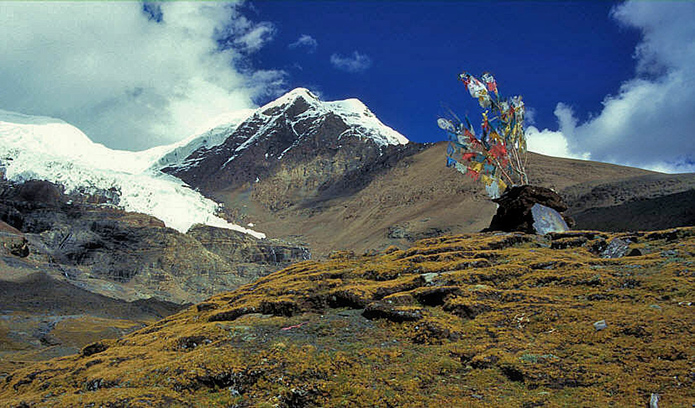 Prayer Flags beneath a Glacier