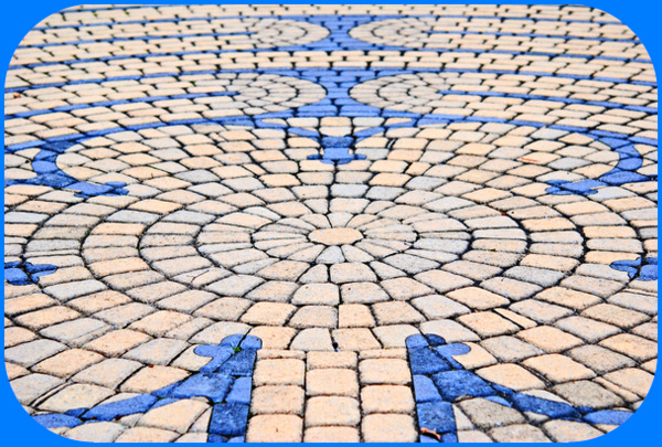 Mosaic in Tan & Blue