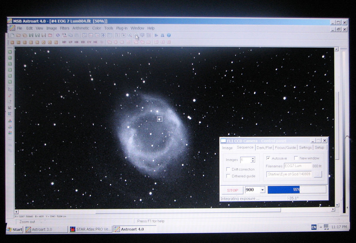 Astroart4 image capture screen shot
