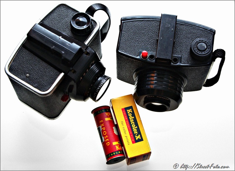 Ansco ReadyFlash (left) and Agfa Pioneer (right) cameras