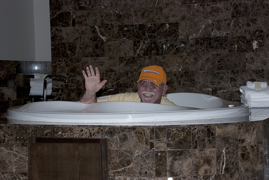 Randy enjoying the Spa Tub