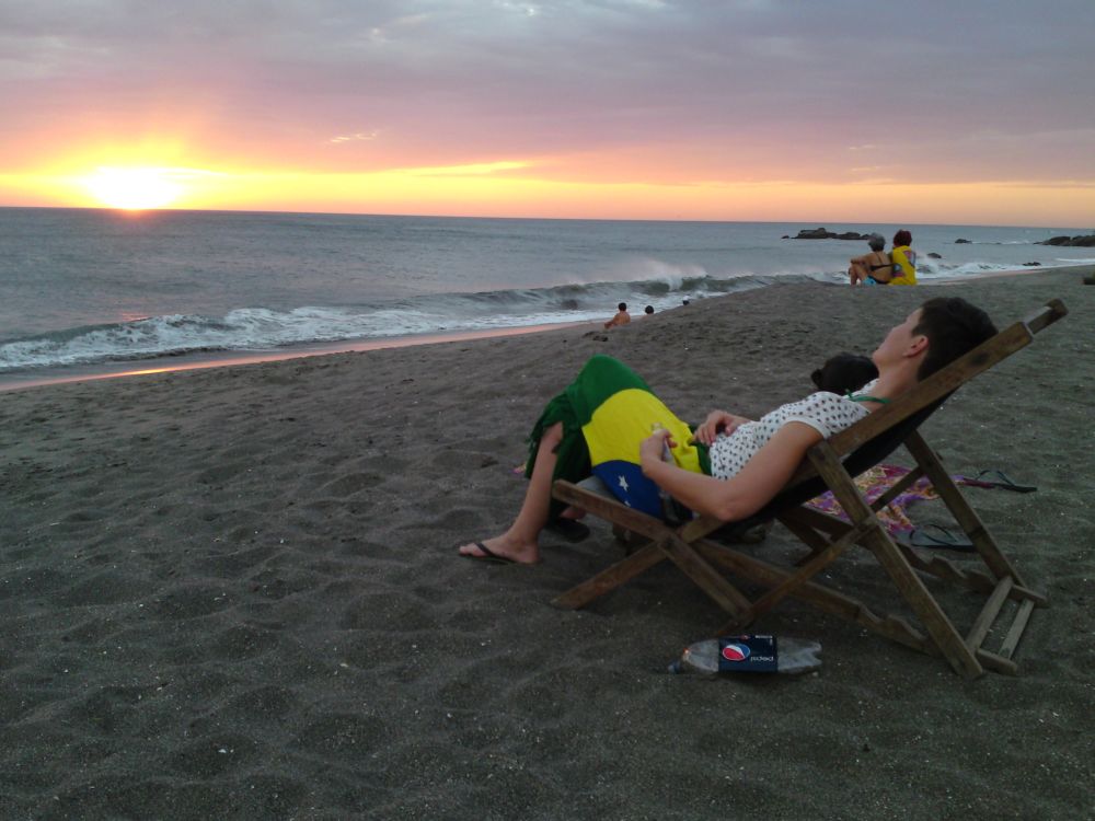 Enjoying the sunset on Las Peitas beach
