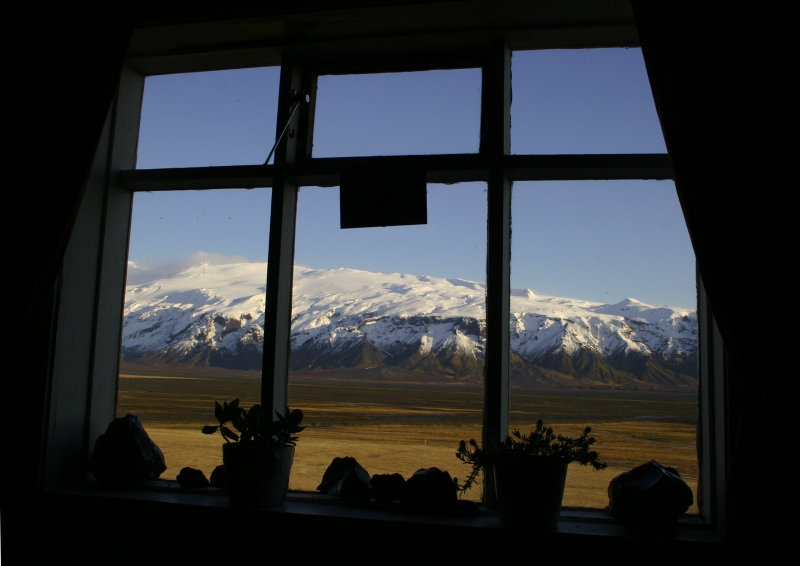 View from Fljotsdalur hostel on to Eyjafjallajkull glacier, Iceland