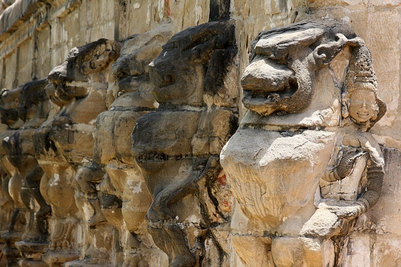 Sculptures at the temple - Yallis, Kailasnatha temple, Kanchipuram, India