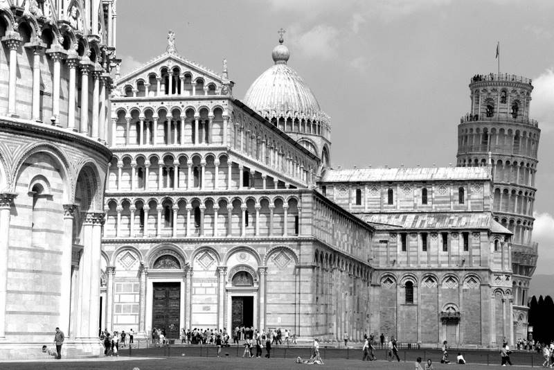 Leaning in Black and White, Pisa, Italy