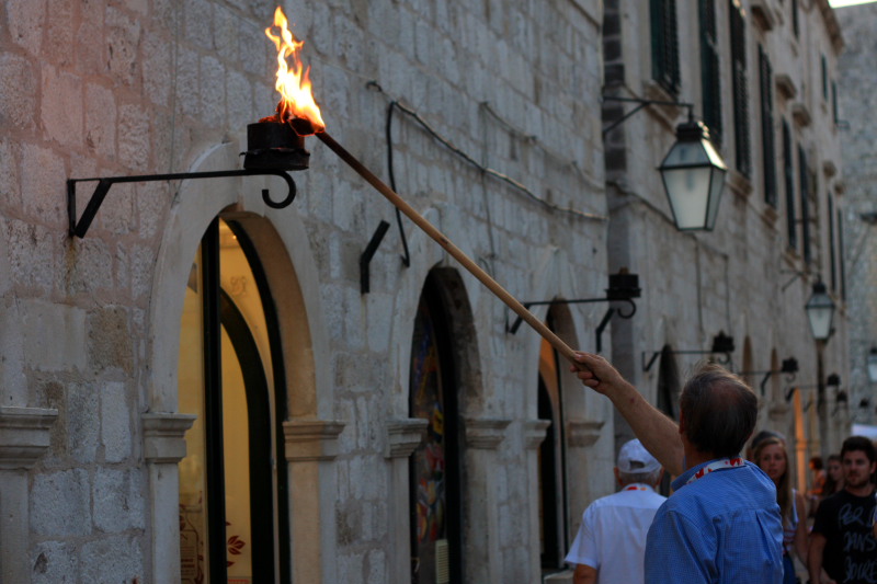 Night, Street lamps are lit, Dubrovnik