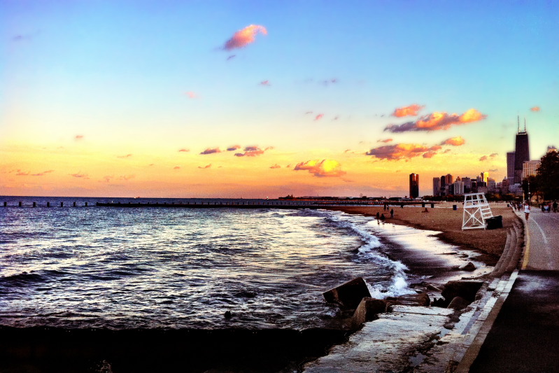 Lake Michigan and Hancock Tower - HDR image