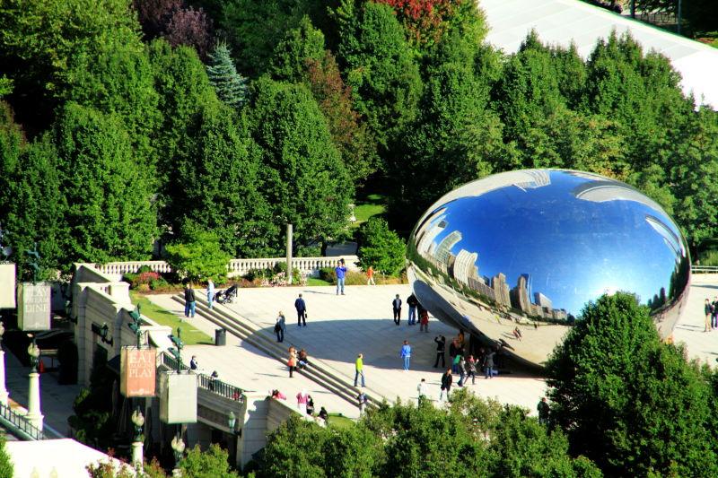 Millennium Park - Cloud Gate, view from Santa Fe Building, Chicago - Open House Chicago 2011