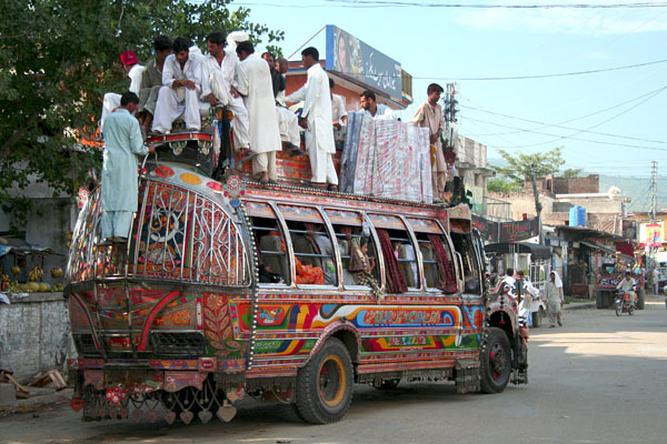 Crowded bus in Bhimber