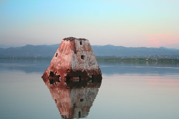 Mandir under water in Mangla Dam, Mirpur