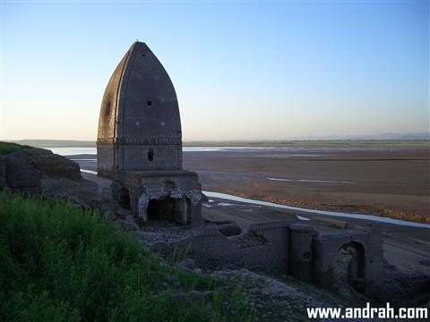 Old mandir in old Mirpur in dry season (normally under water in Mangla Dam)