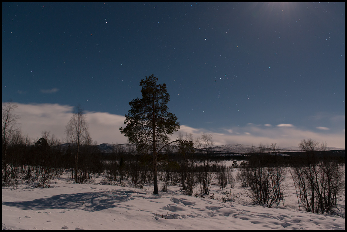 In the middle of the night - Moonshine near rosjokk - Lapland