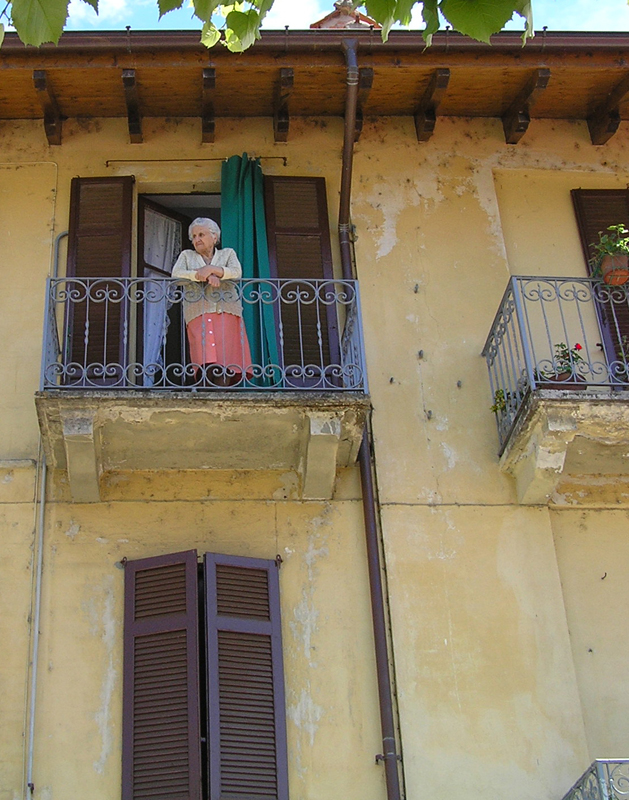 Woman on Italian piazza