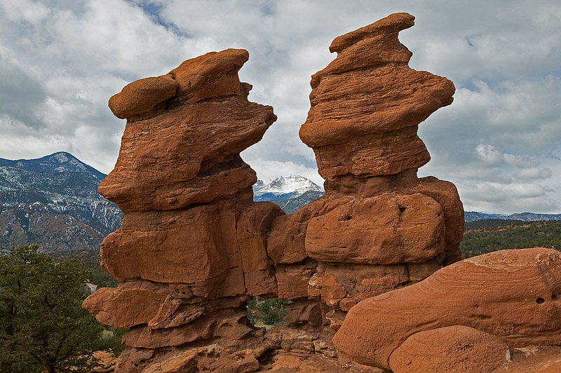 Siamese Twins with Pikes Peak in the background