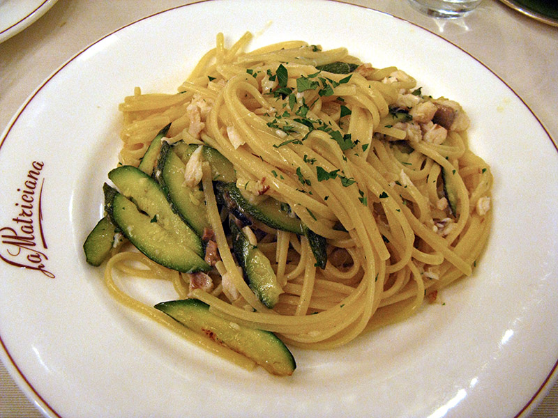 Spaghetti with sea bass and zucchini .. 7048