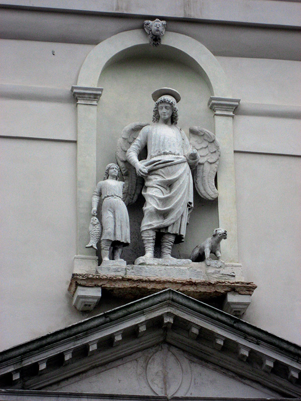 Chiesa di Sant Angelo Raffaele, sculpture above portal .. 2999